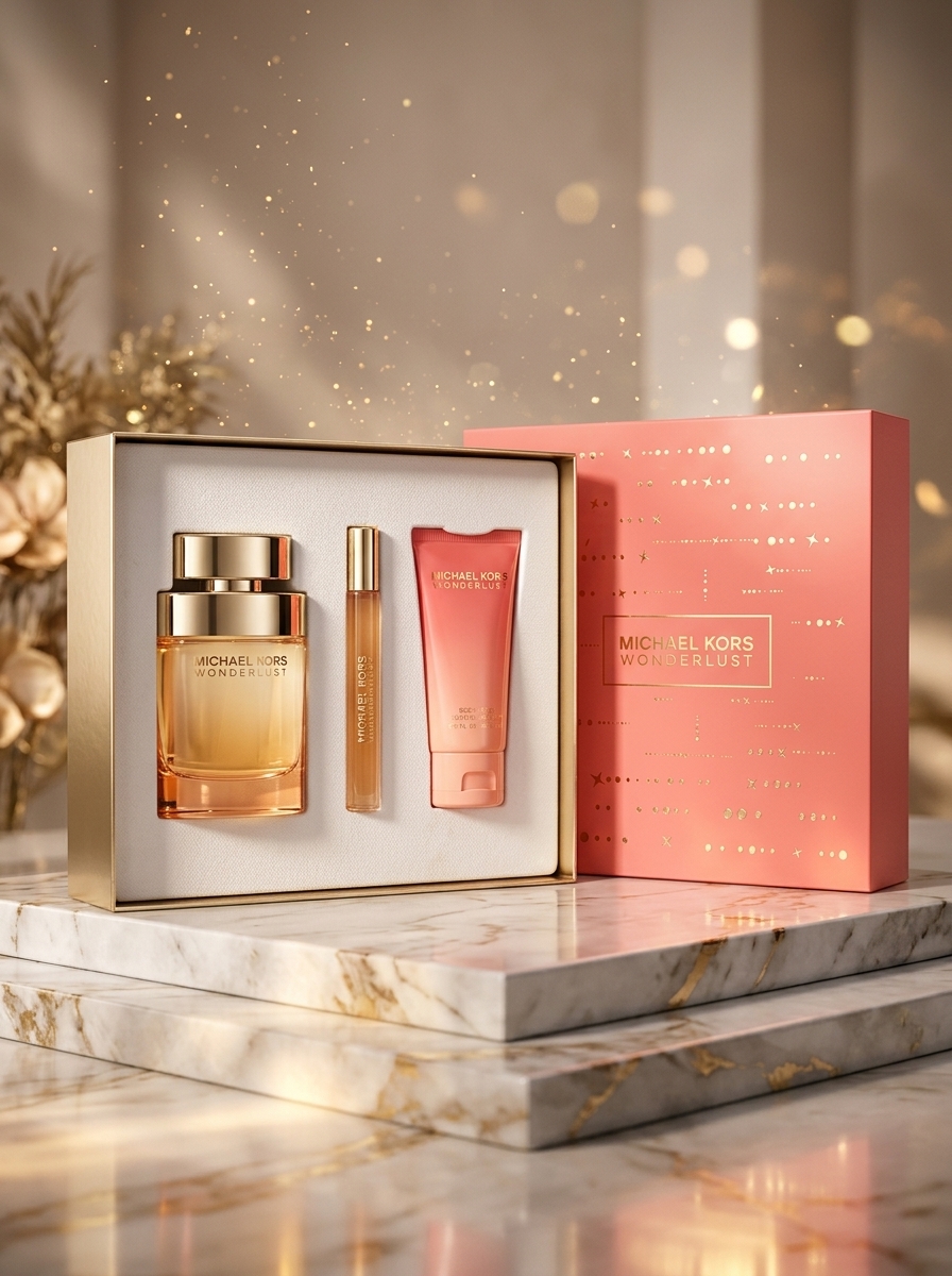 Kit Michael Kors Wonderlust Coffret - EDP 100ml + Travel 7ml + Loção 100ml