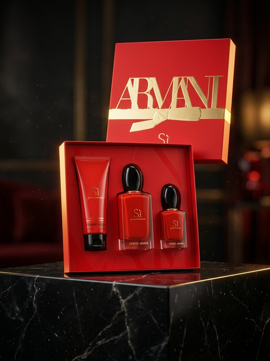 Kit Giorgio Armani Sì Passione Coffret 3 Peças - EDP 50ml + Travel 7ml + Loção